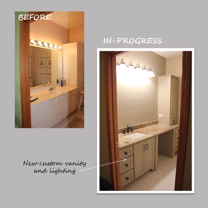 Eden Prairie Master Bathroom Remodel Vanity Before & In-Progress