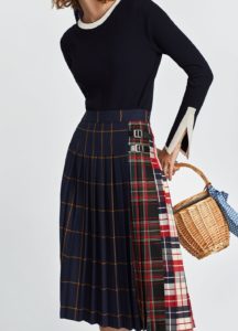 A photo of a plaid Zara skirt.
