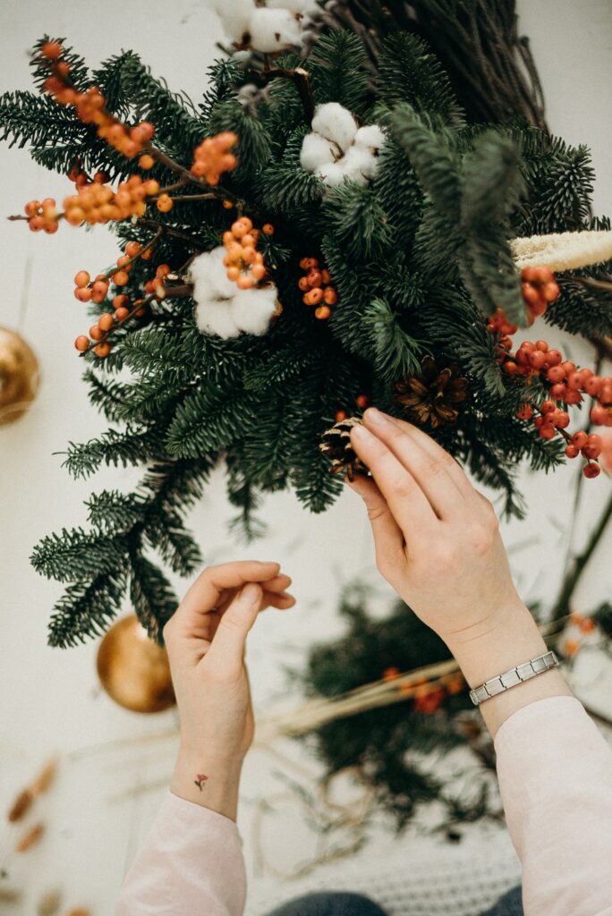 Christmas wreath interior design