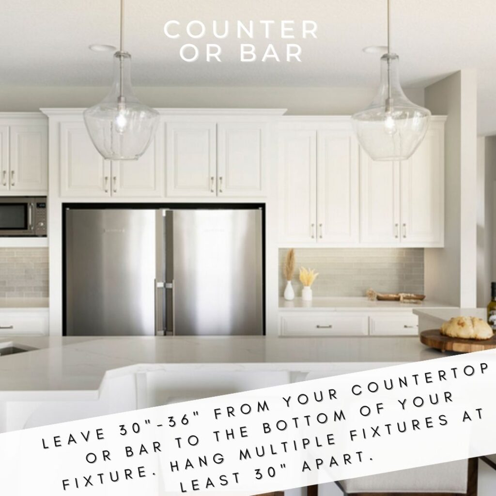 Counter Top or Bar Light Fixture Sizing & Placement Tips