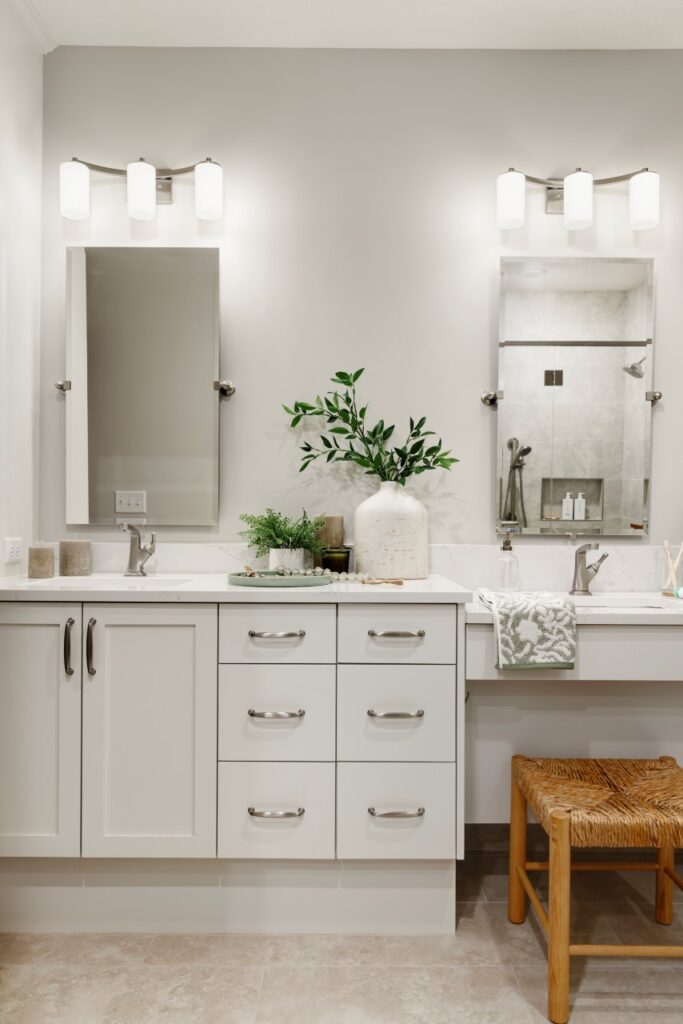 ada bathroom with dual sink vanity