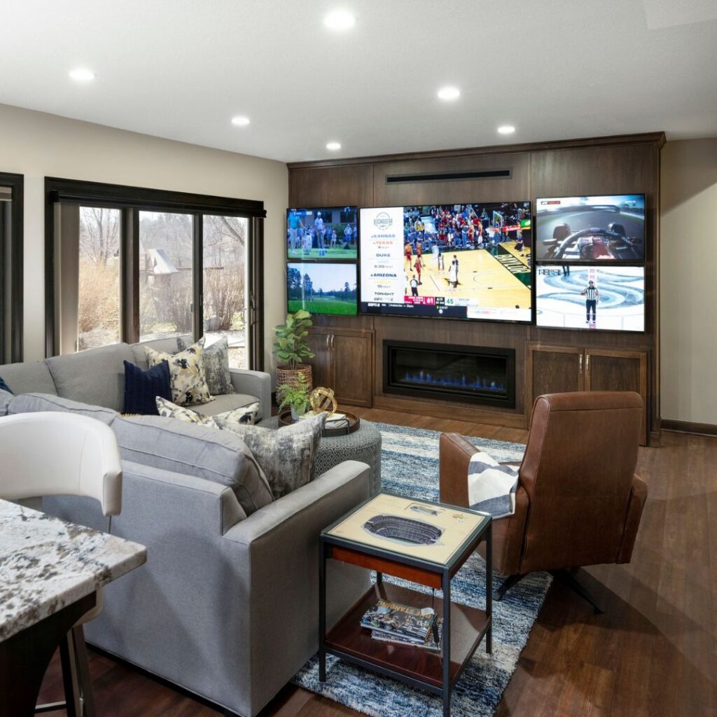 After Photo: Seating area in Lake Elmo remodeled basement