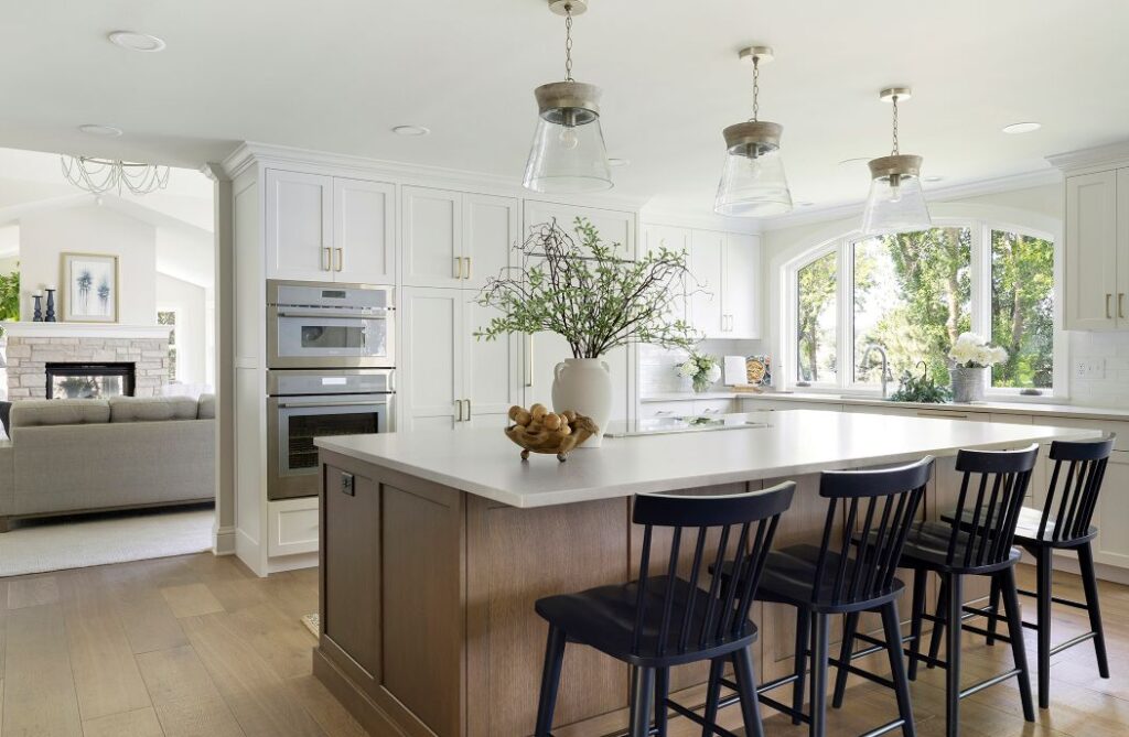 painted cabinets redesign pendant light built in appliances hidden appliances